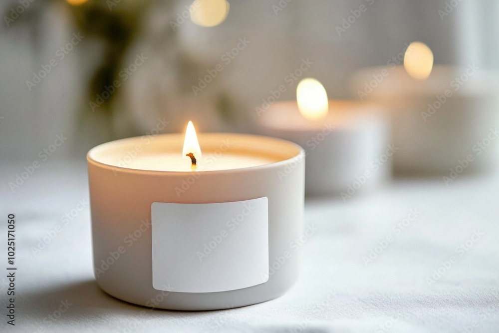 Poster a close-up shot of a lit candle on a table, great for use in scenes where warmth and coziness are ne
