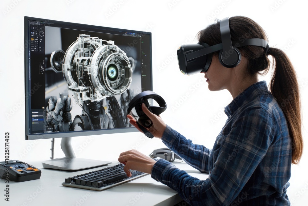 Poster A person using a VR headset and computer
