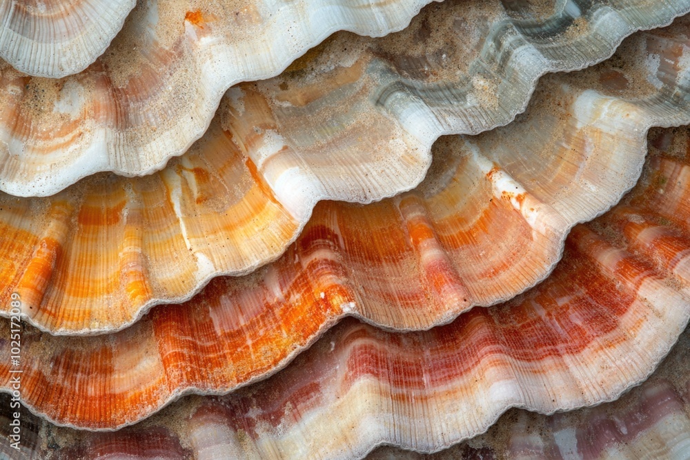 Poster a close-up shot of various shells found on the beach or in nature