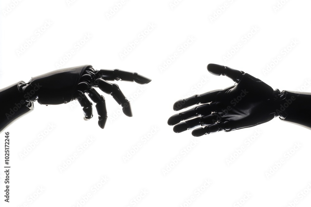 Poster Two hands stretching out to connect with each other in a gesture of friendship or unity
