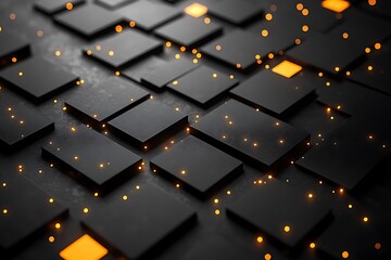 Obraz premium Abstract background with black squares and glowing lights. Ideal for Black Friday.