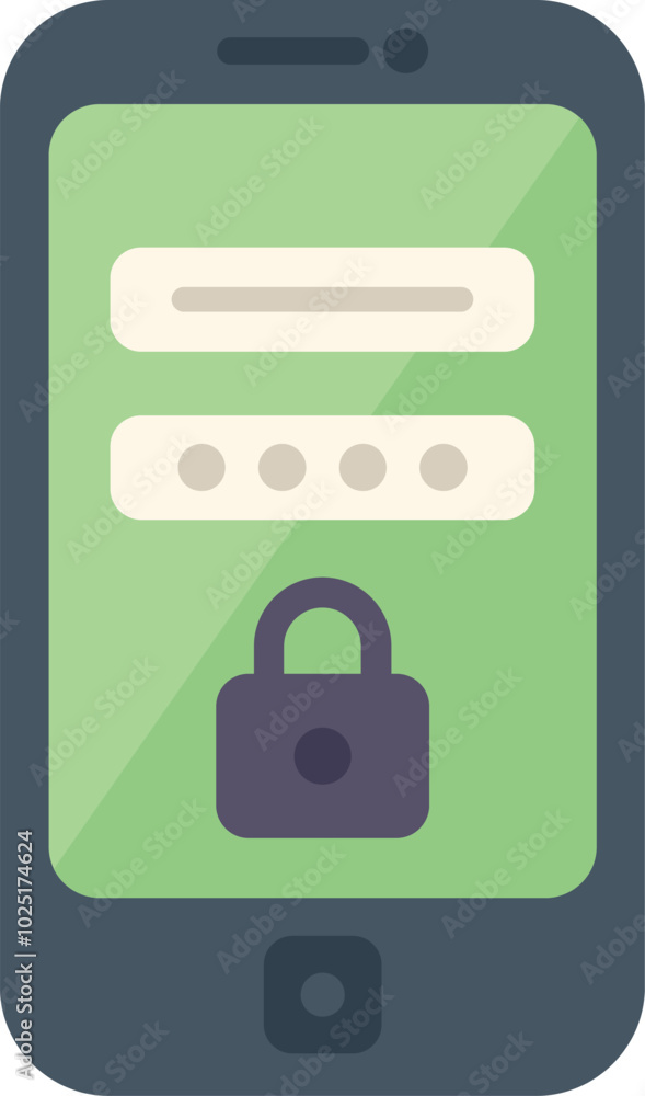 Poster smartphone is showing a login screen with a password and a padlock, representing the concept of mobi
