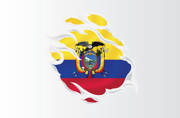 Ecuador flag ripped icon illustration
