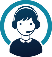 Call Center Representative Boy Icon Silhouette Vector