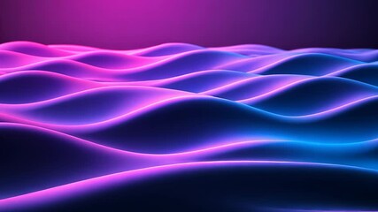 Glowing neon waves in pink and blue symbolize futuristic technology and New Year's celebrations