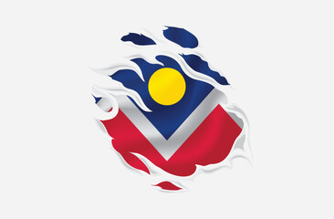 Denver flag ripped icon illustration