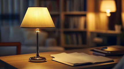 table lamp and book
