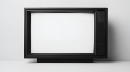 Classic black television with white screen on a white background.