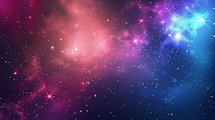 Naklejka premium Vibrant Cosmic Galaxy with Stars and Nebulae - Abstract Starry Sky Background