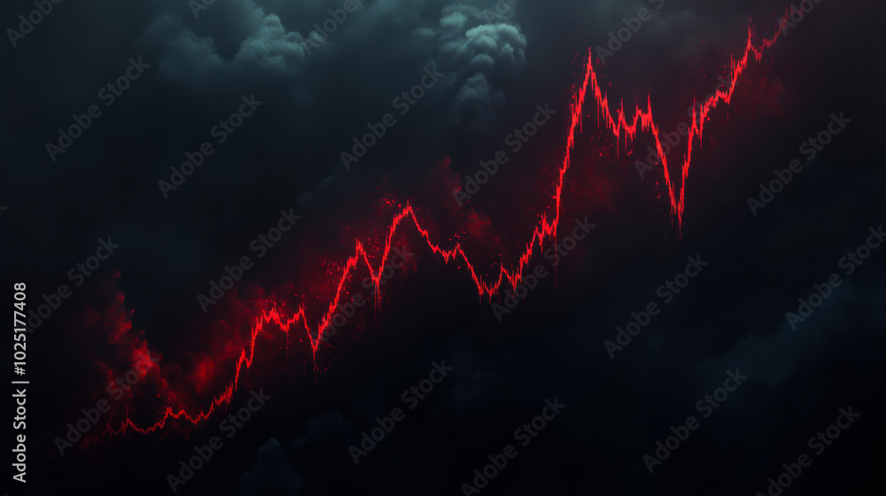 Aufkleber dynamic upward trend graph displayed with a vibrant red line against a dark background, symbolizing 