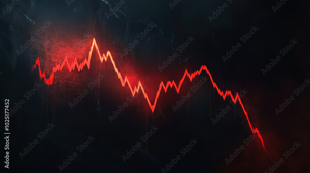 Aufkleber dynamic upward trend graph displayed with a vibrant red line against a dark background, symbolizing 