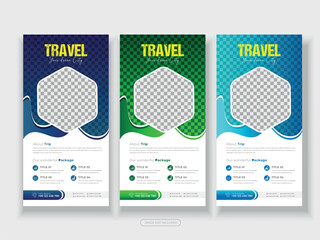 Modern travel hotels  DL Flyer Rack Card Template Unique Design for Office, Company, and Multipurpose Use with Creative Shapes and Idea