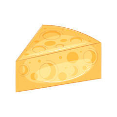 Slice of cheese with holes on white background, vector illustration