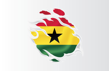 Ghana flag ripped icon illustration