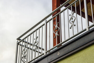 fence. chrome stainless steel fence on balcony

