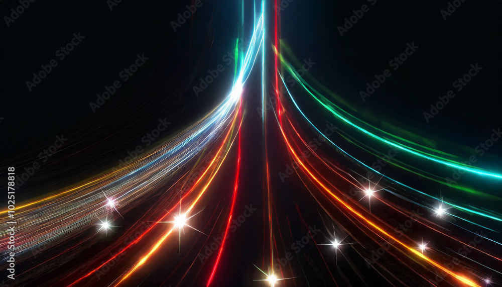 Aufkleber colorful light trails creating an abstract pattern on a dark background during nighttime