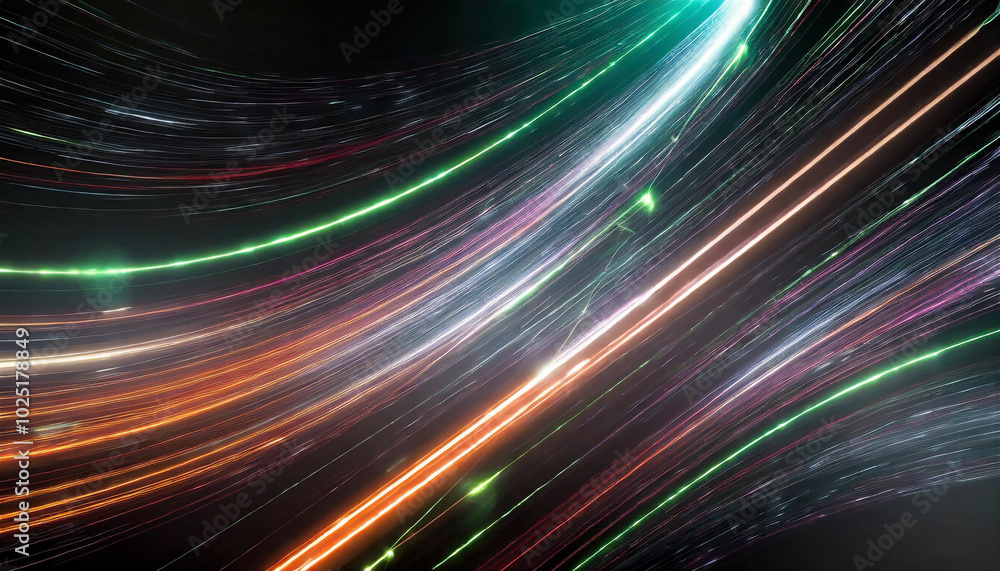Aufkleber vibrant light trails create a dynamic abstract pattern in a dark space showcasing movement and energ