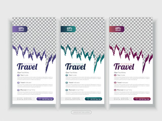 Modern travel hotels  DL Flyer Rack Card Template Unique Design for Office, Company, and Multipurpose Use with Creative Shapes and Idea
