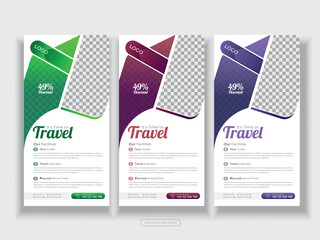 Travel or tour agency rack card dl flyer social media instagram post Facebook cover page timeline web ad banner template design template
