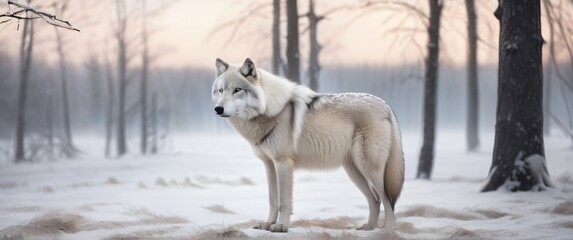 Obraz premium white wolf standing in a snowy forest