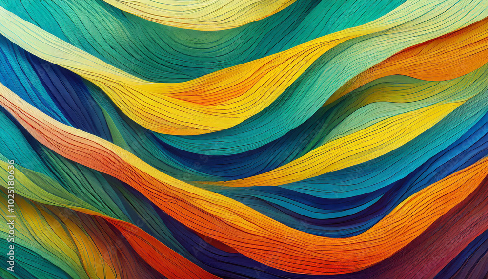 Poster vibrant waves of colorful paper art create a stunning visual display of texture and movement in a cr