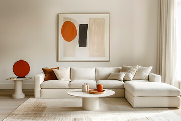 Minimalist interior design of modern living room.