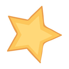 Yellow star with orange outline on white background, vector illustration