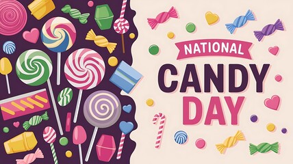 National Candy Day celebration design with vibrant candy illustrations for November 4th

