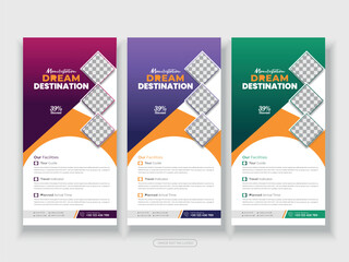 Travel rack card dl flyer rollup banner or tourism flyers  hotels posters design template
