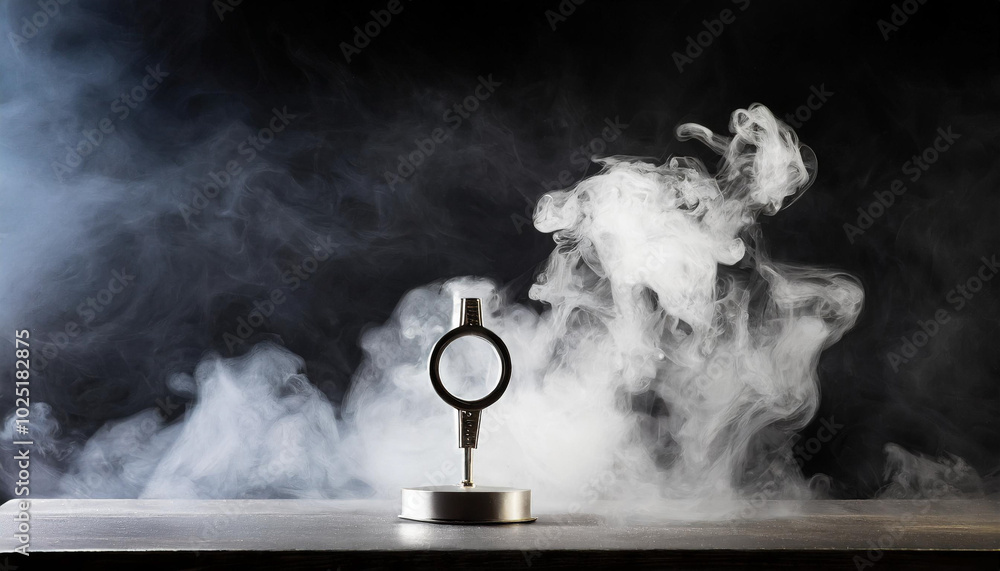 Poster a vaporous circle is illuminated against a dark backdrop, creating an intriguing atmosphere in a cre