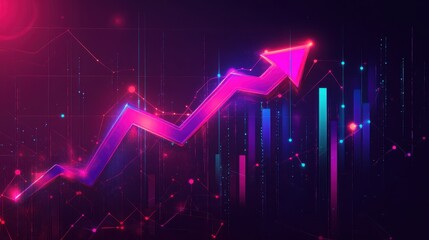 Up arrow business direction symbol on illustration graphic design icon background with improvement market trend growth chart concept or success strategy development increase progress sale target sign