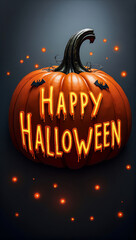 Glowing Pumpkin with 'Happy Halloween' Message