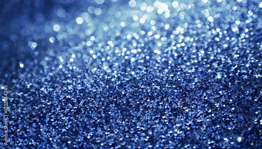 Poster a close-up view of sparkling blue glitter creating a captivating shimmer effect on a textured surfac