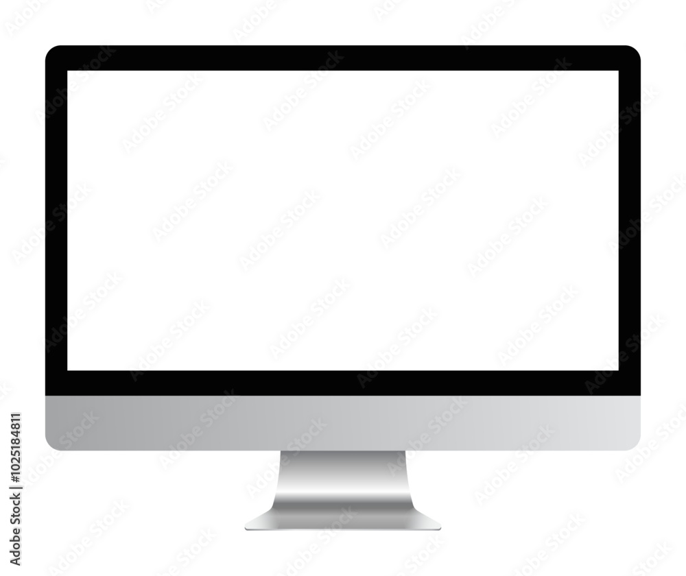 Poster apple imac 27 inch desktop pc blank display mockup template. modern computer device with empty scree