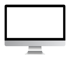 Apple iMac 27 inch desktop pc blank display mockup template. Modern computer device with empty screen for advertisement