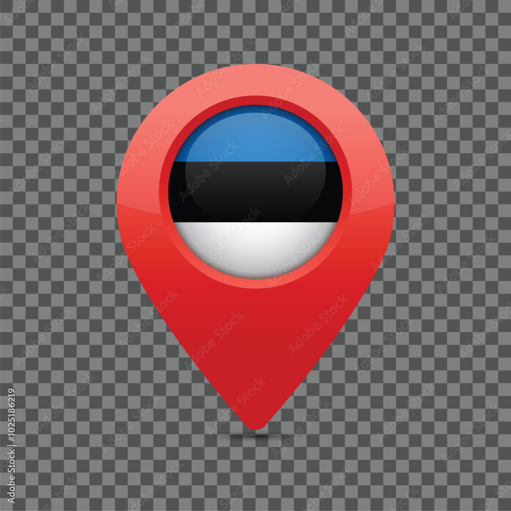 Poster estonian flag pin for maps and navigation systems to mark current location. user interface icon desi