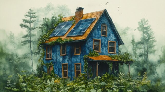 Energy Efficient House with Solar Panels Ideal for Sustainable Living Initiatives