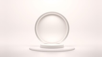 Podium for product presentation on soft light colour background.