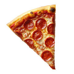 Pepperoni pizza slice isolated on transparent background.