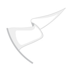 White flag with waving effect on white background, vector illustration