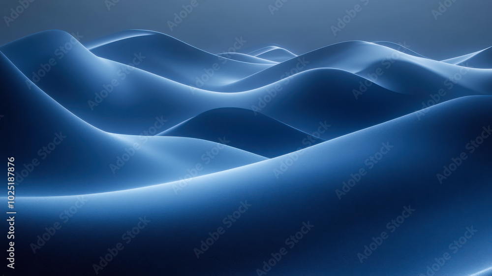 Poster abstract blue wave patterns flowing gracefully in a modern design, emphasizing smooth curves and ele