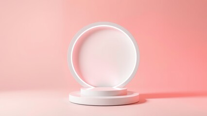 Podium for product presentation on soft light colour background.
