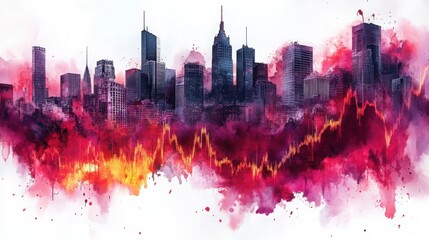 Obraz premium Hand-Painted Visualization of Financial Growth with Rising Profit Bars
