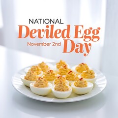 National Deviled Egg Day celebration design featuring a plate of deviled eggs for November 2nd

