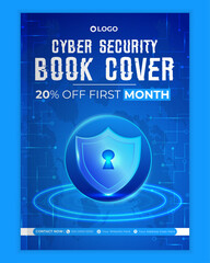Cyber security modern book cover or flyer template, Cybersecurity Information safety booklet design or flyer