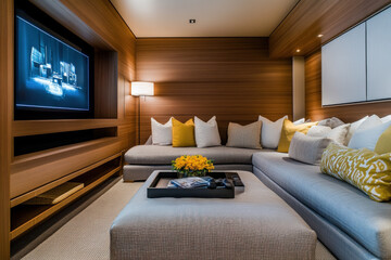 An Intimate Gaming Corner With A Small Console Setup, Ambient Led Lighting, And Comfortable Seating, Capturing The Enjoyment Of Technology In A Confined Environment