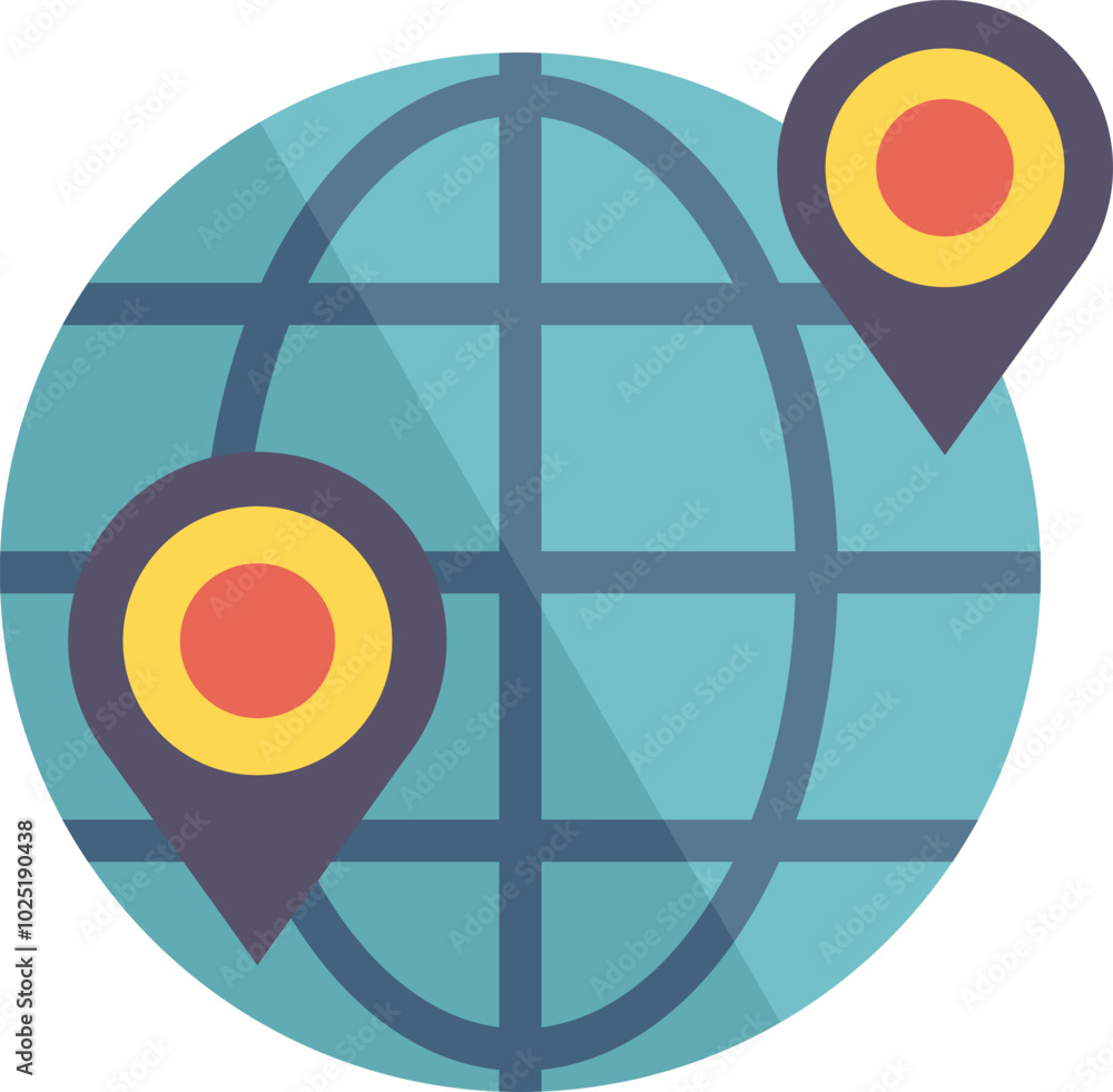 Poster global network is connecting locations using location pins showing navigation