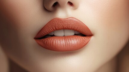 Fototapeta premium Close-Up of Soft Nude Lips in Beauty Shot