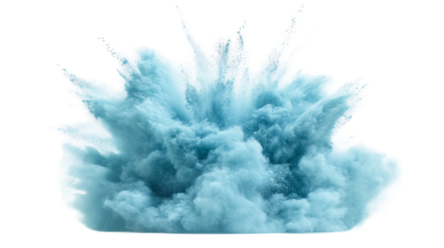 A blue explosion cloud with transparent background