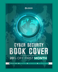 Obraz premium Cyber security modern book cover or flyer template, Cybersecurity Information safety booklet design or flyer